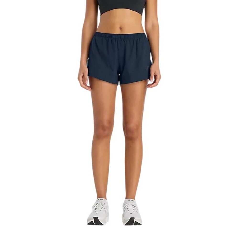 New Balance Womens Running Shorts Navy Blue Built-In Brief Lined Size M